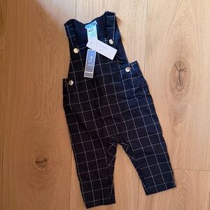 JACADI Navy Checkered Kids Overalls, Brand New (12 months)